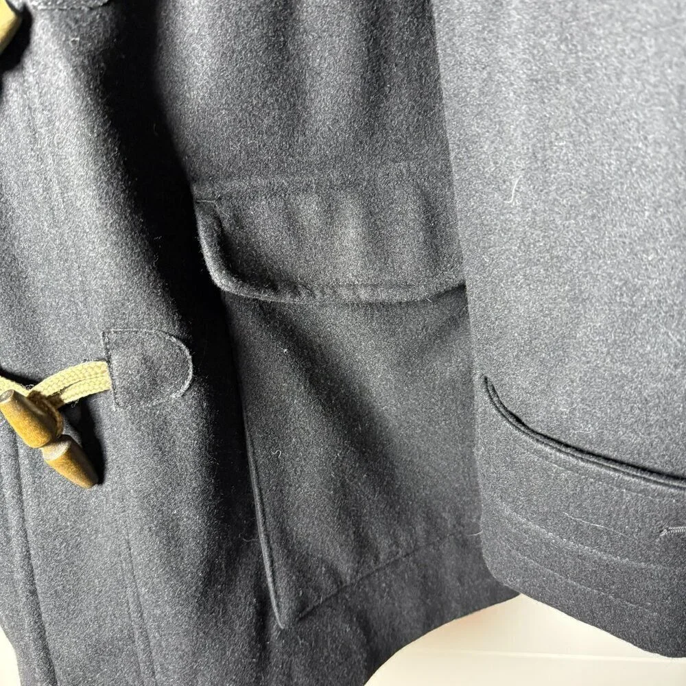 Duffle Coat- A[xist] Black, Size Medium, Wood Toggles Quilted Lining-EXCELLENT